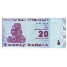 P95 Zimbabwe - 20 Dollar Year 2009